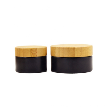 30g Environmental empty bamboo cosmetic lid black frosted glass jars/cosmetic lotion bottles/cosmetic bottles and jars